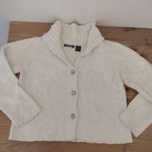 Wind River Vintage Cream Popcorn Knit Button Front Cardigan Sweater Size M